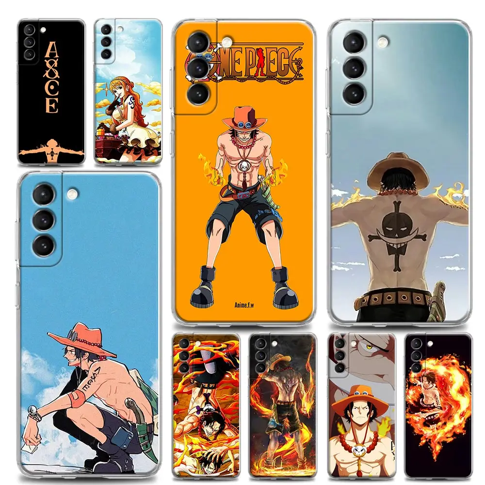 

Botcas D. Ace One Piece Anime Clear Phone Case for Samsung S9 S10 S10e S20 S21 S22 Plus Lite Ultra FE 4G 5G Silicone Case BANDAI