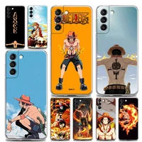 botcas d ace one piece anime clear phone case for samsung s9 s10 s10e s20 s21 s22 plus lite ultra fe 4g 5g silicone case bandai