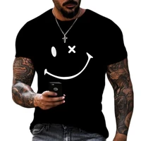2022 summer mens 3d smiley print t shirt fashion casual round neck short sleeve hip hop plus size