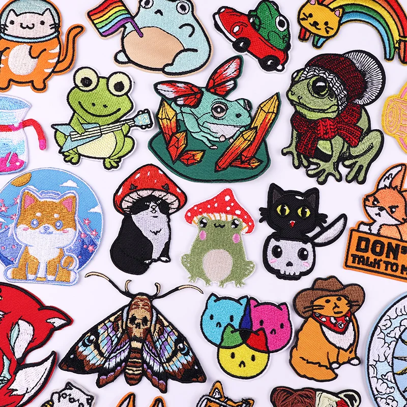 

Animal Embroidery Patch Funny Frog Patch Iron On Patches For Clothing Cat Patches On Clothes Butterfly Corgi Sew Ironing Sticker