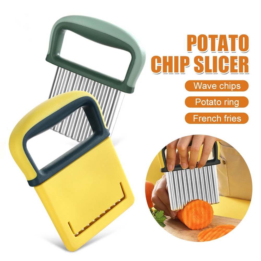 

Universal Stainless Steel Potato Chip Slicer Vegetable Wavy Slicer Knife Potato Cutter Chopper Home Kitchen French Fry Maker