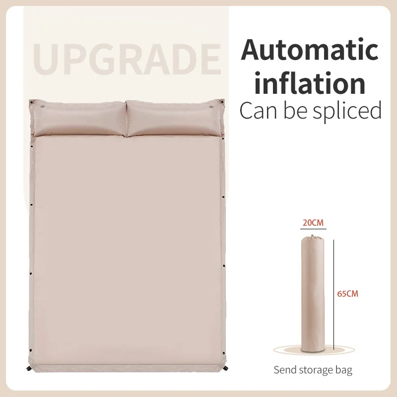 

Camping Double Self-Inflating Mattress with Pillows 3CM Inflatable Sleeping Pad for 2 Person Air Mat Outdoor Tourism Hiking