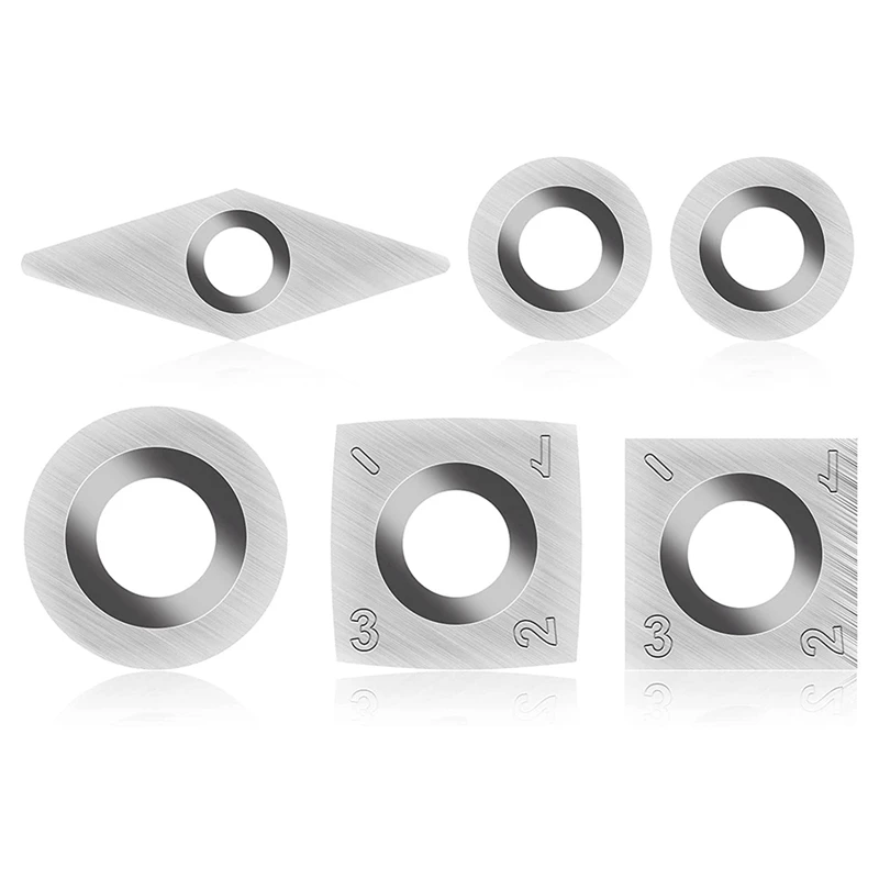 

6 Packs Wood Turning Tungsten Carbide Cutter Inserts Combination Set, For Wood Lathe Turning Tools Supply
