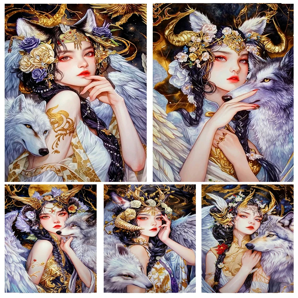 5D алмазная живопись Новый Лисий эльф мультяшная девушка набор для вышивки