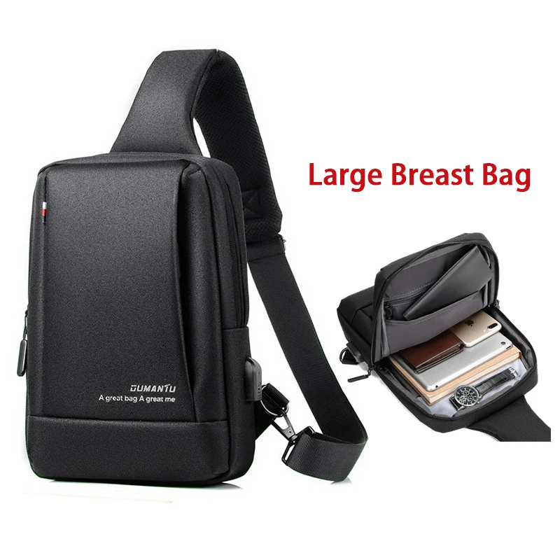

New Men's Chest Bag USB Charging Leisure Travel Chest Bag Multifunctional Business One Shoulder Crossbody Bag
