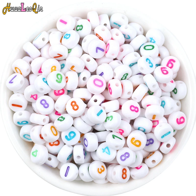 

50pcs 4*7mm Round Digital Beads Acrylic Loose Spacer Seed Beadsfor Needlework Jewelry Making DIY Charms Handmade Bracelets