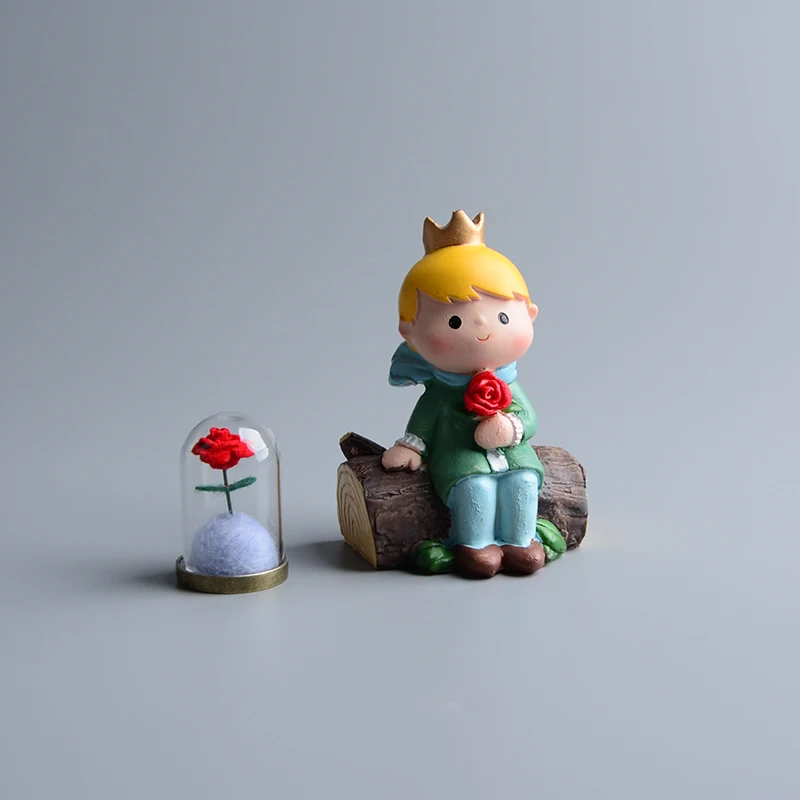 

Little Prince Decoration Home Decor Cute Rose Fox Birthday Gift Cake Decoration Resin Charms Figurine