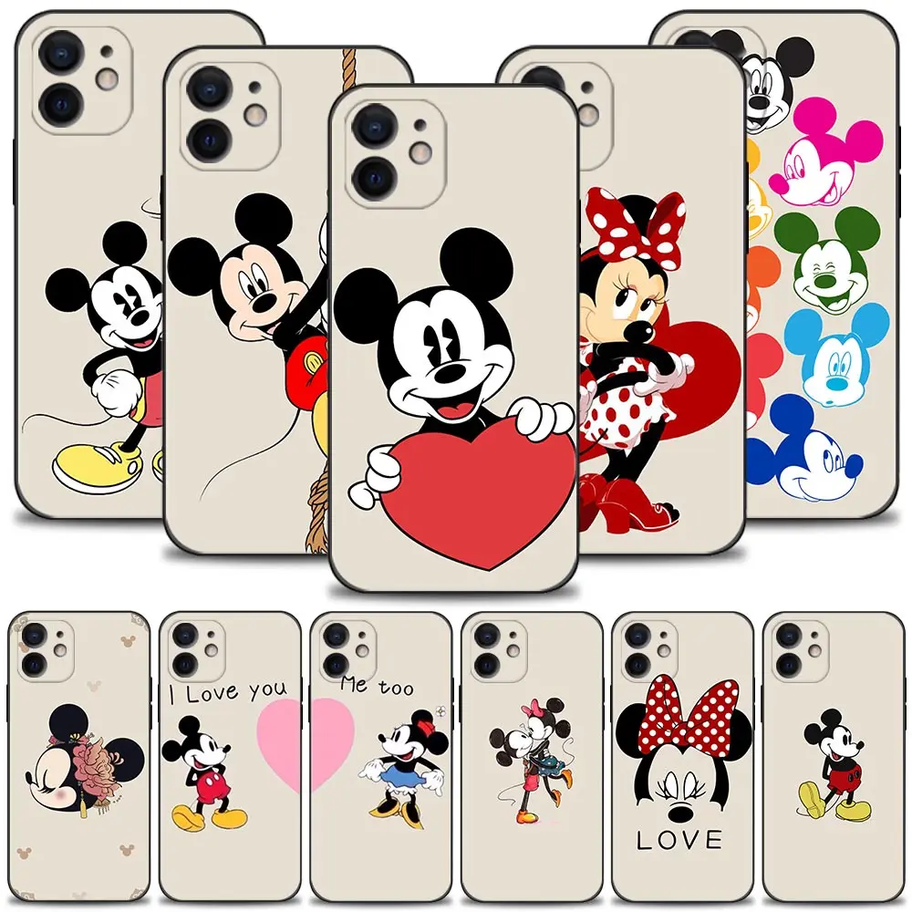 

Silicone Case For Apple iPhone 13 12 11 Pro Max Mini XS Max XR X 7 8 6 6S Plus 5 5S SE 2020 Phone Cover Mickey Minnie Lovers