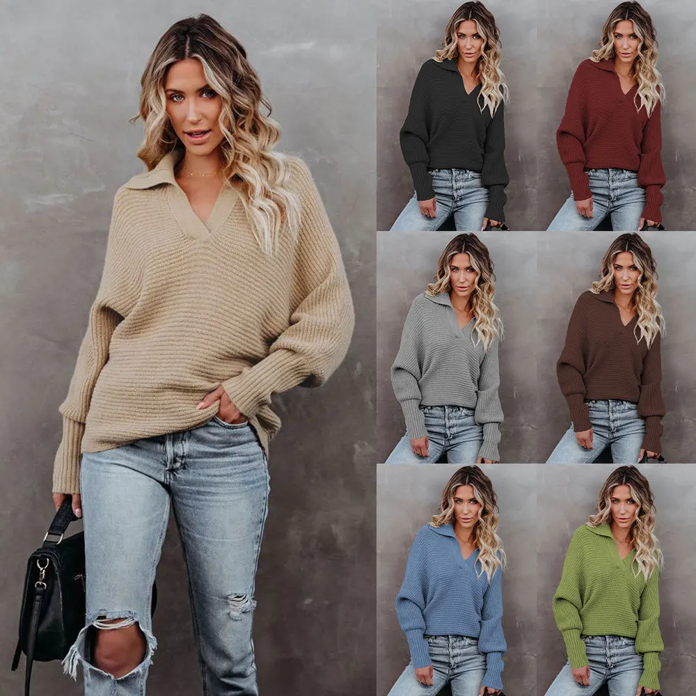 

Sweater for Women 2023 Autumn and Winter Fashion Long Sleeve Solid Color Sweater Loose Turtleneck Knitter