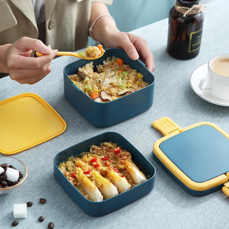 

japanese portable Packed lunch 2 Layer microwavable for kids bento box for work food fitness food containers hermetic lunch