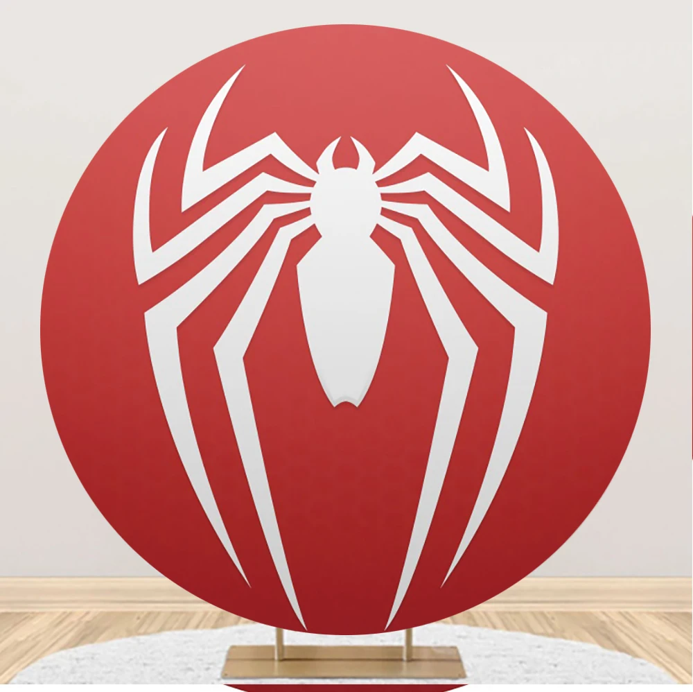 

Cartoon Spider Elastic Circle Photo Background Cover Boy Young Birthday Party Decoration Round Photography Backdrop Studio
