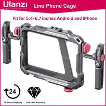 Ulanzi Lino Phone Cage Video Vlog Rig Handle For 5.4'' to 6.7'' iPhone X 11 12 13 Mini Pro Max Android Phone Photography