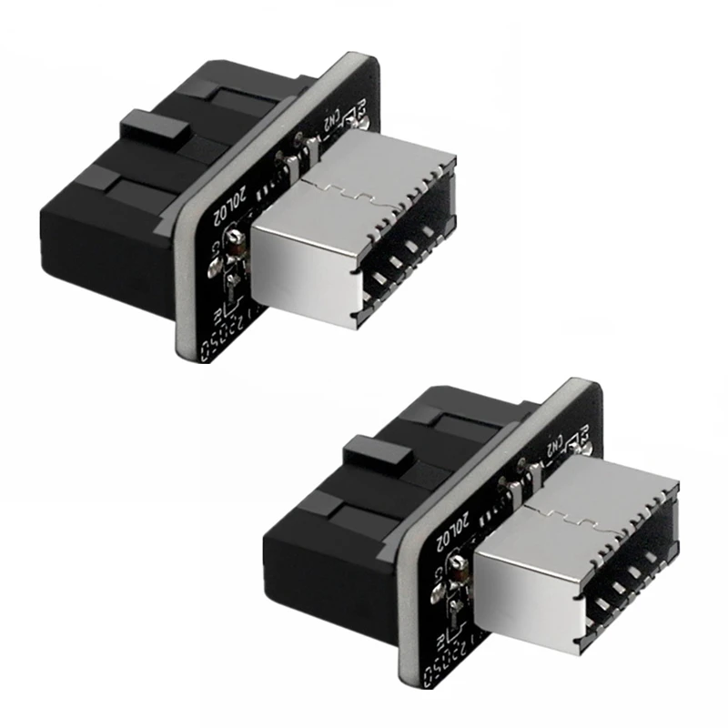 

2X Motherboard USB3.019P/20P To TYPE-E90 Degree Adapter Chassis Front TYPEC Plug-In Port