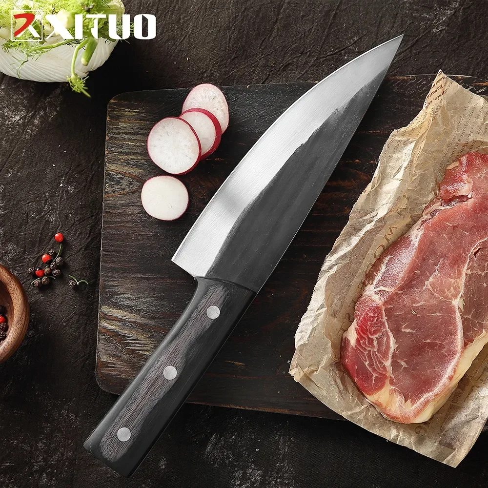 

2023 XITUO Chef Knife Handmade Forged Kitchen Knives Professional Butcher Knife Sharp Cleaver Knives Meat Slicing Knife Drop Shi