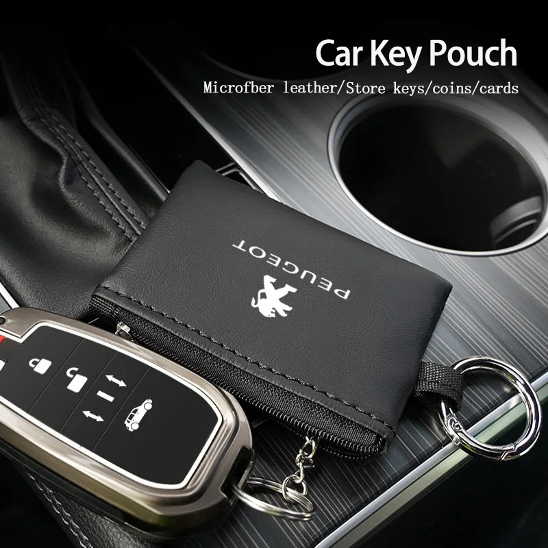 Кожаный мини-кошелек для автомобильных ключей Peugeot 206 3008 208 308 307 2008 207 508 607 406 407 301 408