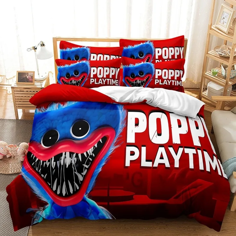 Фото Комплект постельного белья Poppy Playtime: пододеяльник, одеяло, наволочки. Размеры: Twin, Queen, King, Single. Домашний текстиль. №3