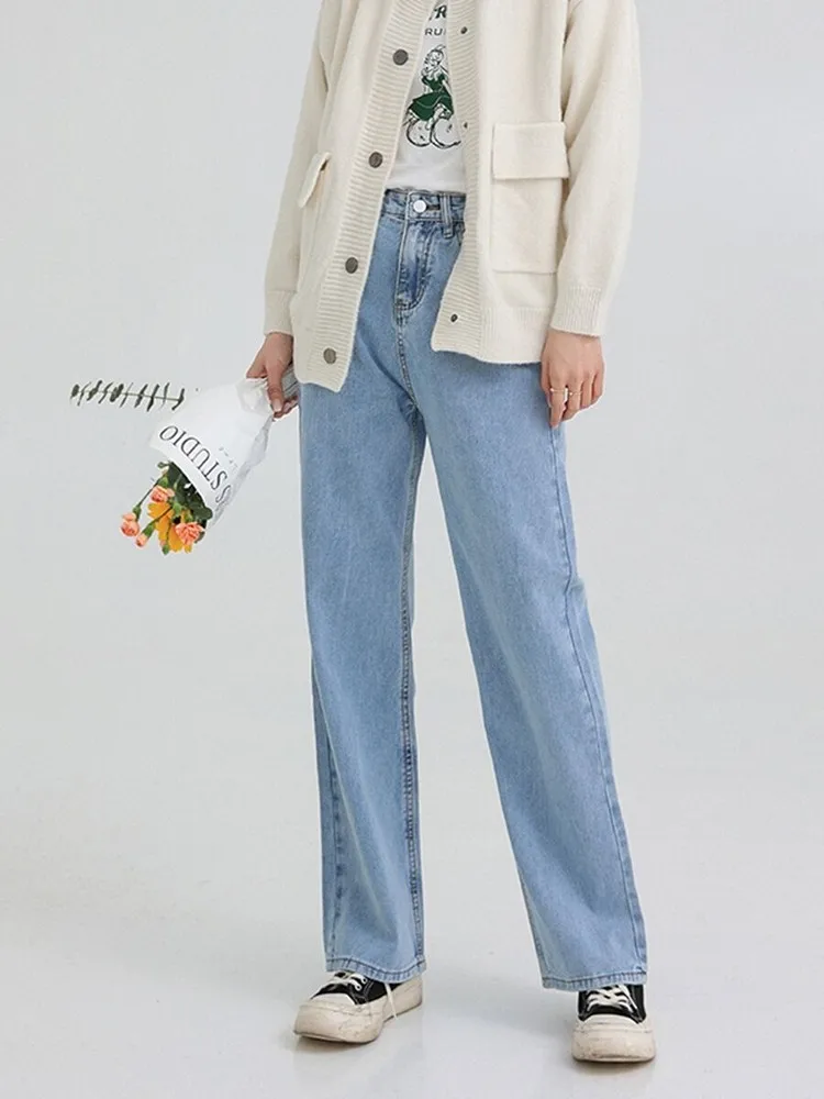 

Casual Looe Boyfriend Jeans For Women High Waist Wide Leg Pants Denim