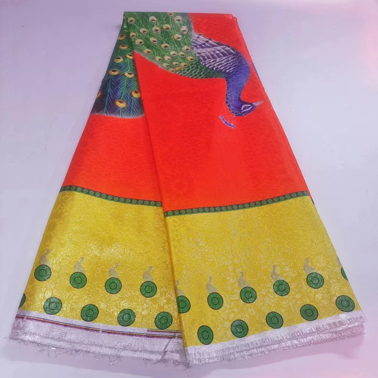 Африканский восковой стиль Kente жаккардовая парчовая кружевная ткань Высокое