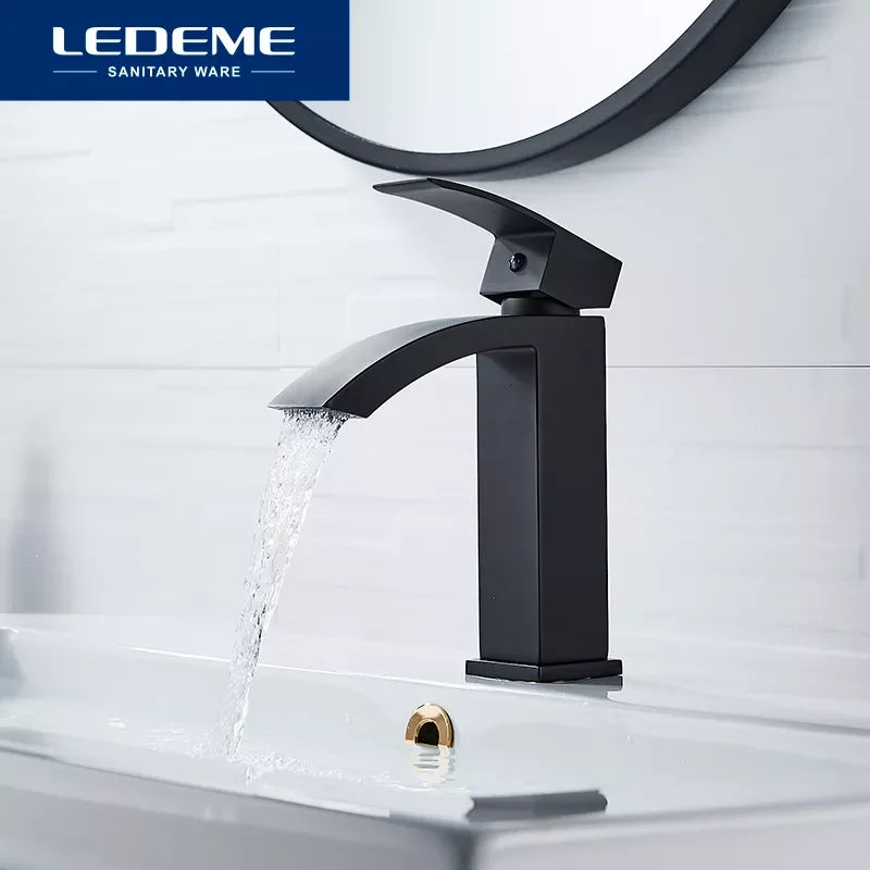 

Basin Faucet Black Paint Copper Bottom Arc-shaped Single Hole Baking Cold Hot Sink Basin Faucets Taps L1055-15 L1055B-15