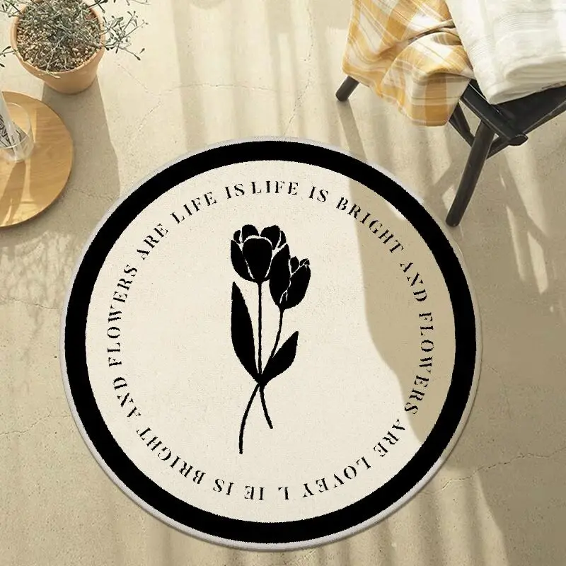 

Luxury Tulip Carpet Anti-skid Floor Mat Large Tea Table Mat Rotary Chair Blanket Bedroom Round Blanket