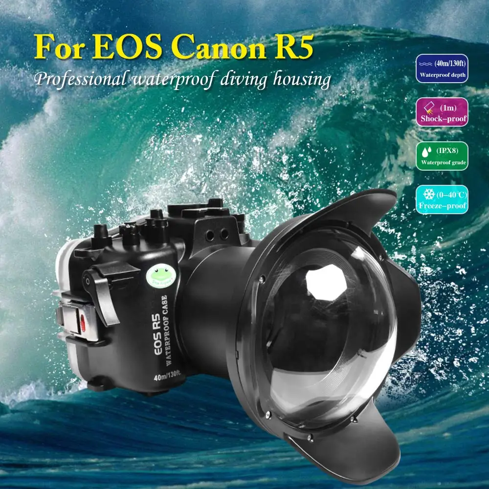 

Seafrogs 40m/130fit Waterproof Case With 8" Dome Port For Canon EOS R5 Professional Waterproof Diving Housing Underwater
