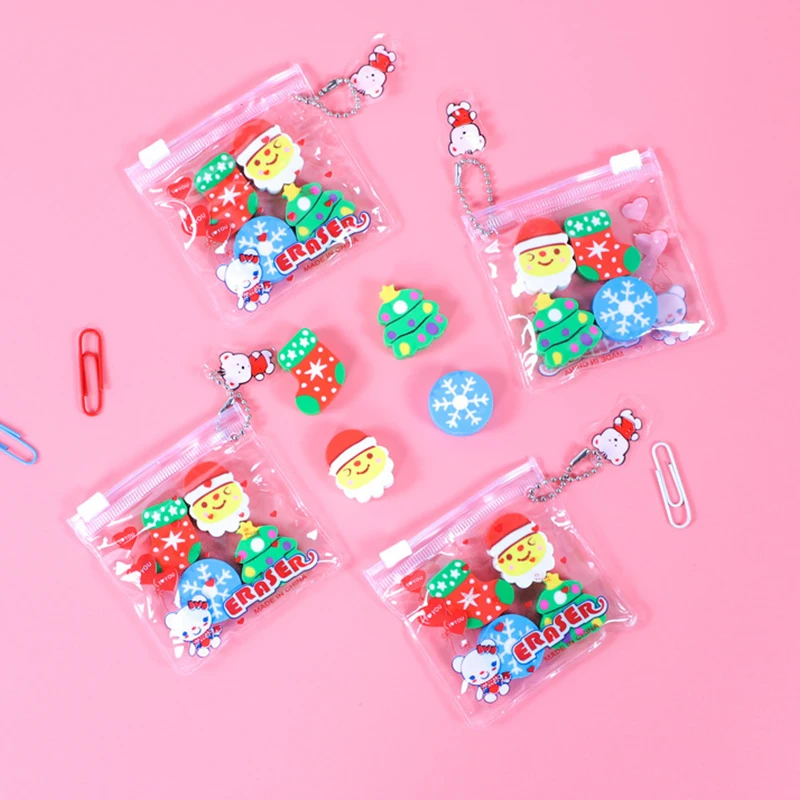 

4 шт. милый кавайный ластик мультяшный Санта-Клаус канцелярские принадлежности креативные формы школьные принадлежности для учеников и детей для рисования Рождественский подарок