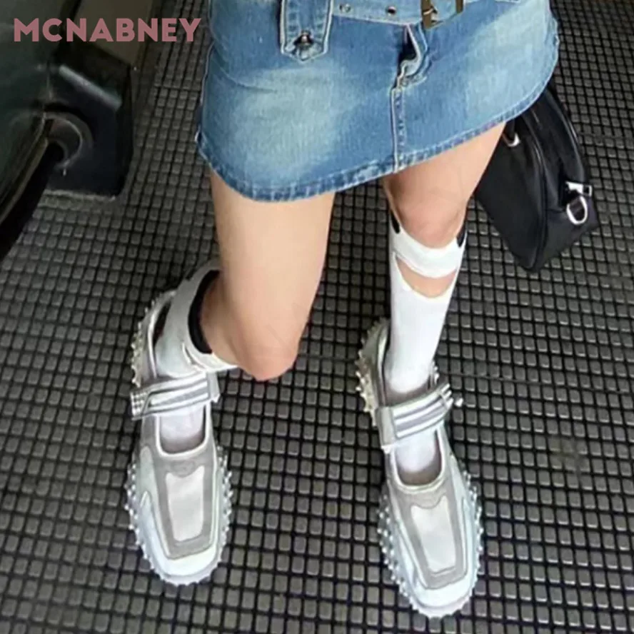 Niche Design Square Toe Puffer Shoes Spring New Fashion Middle Heel Deep Mouth Single Shoes Casual Fashion Women's Shoes