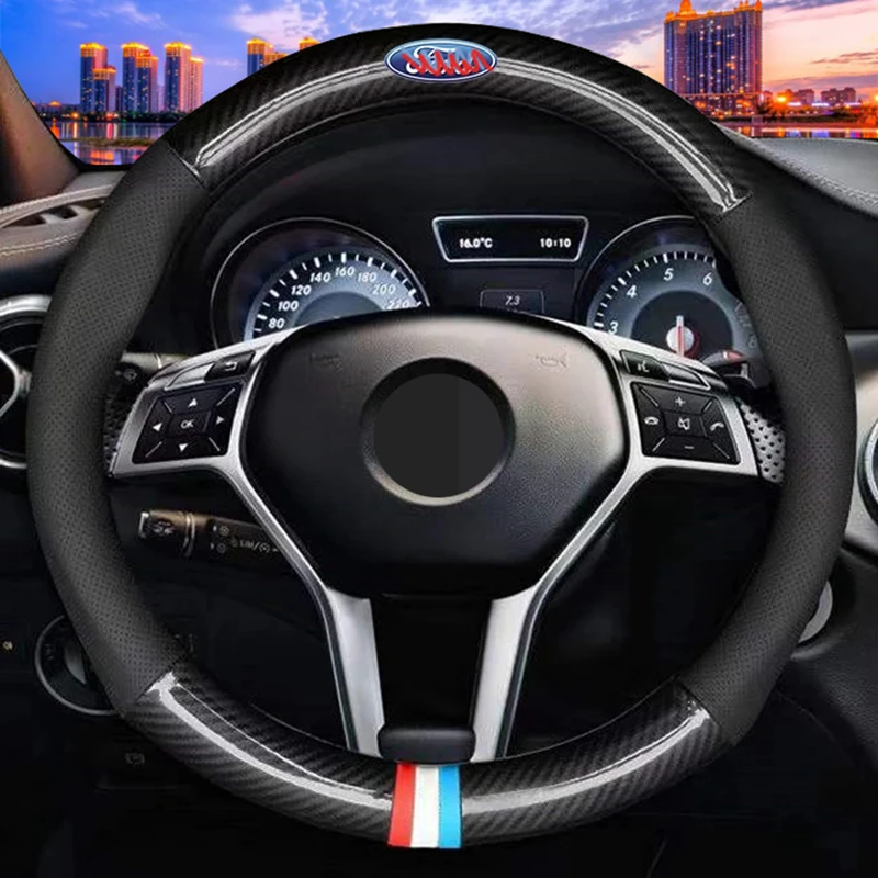 

Car Accessories Steering Wheel Cover Breathable Anti Slip Genuine Leather Steering Covers Suitable 38cm For Ford ST Line MK2 MK3