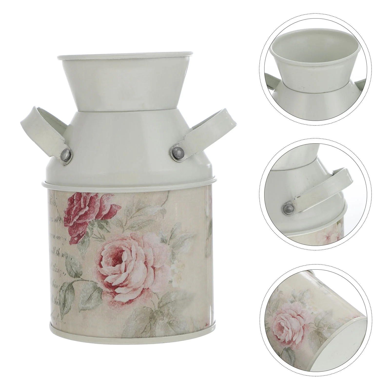 

2 Pcs Vase Handle Flowers Holder Iron Container White Hanging Planters Bonsai Pot Bucket Garden Decor Fall Wedding