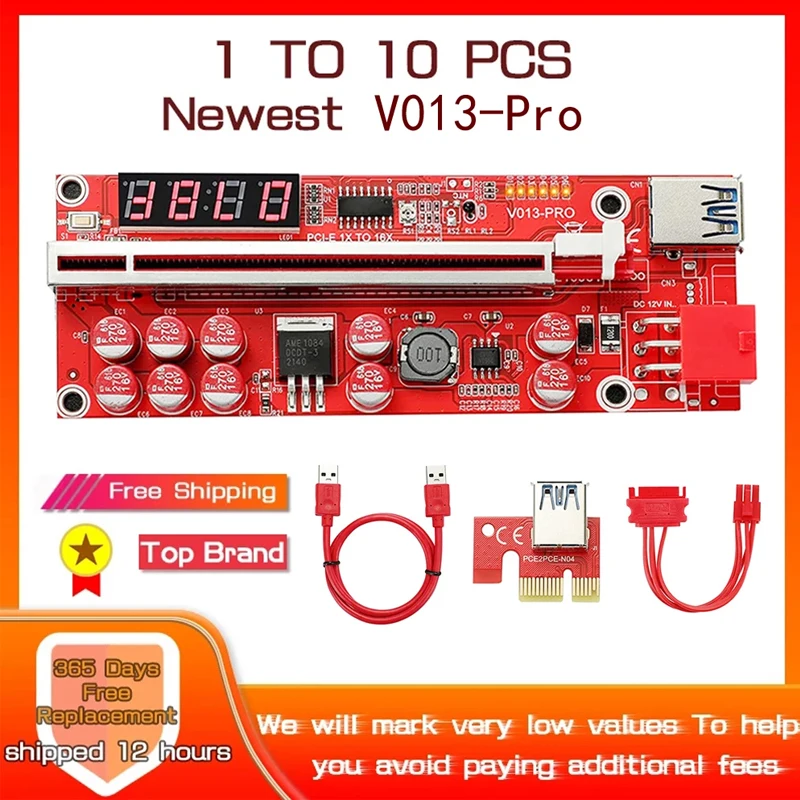 

Кабель Riser V013 Pro PCIE Riser 013, кабель PCI Express X1 X16 SATA на 6 контактов, кабель питания USB 3,0 для майнинга, 1-10 шт.
