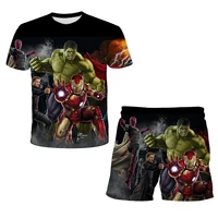 marvel seires t shirt superhero hulk t shirt and shorts suits children clothing sets boys t shirt kids top shorts 2 pcs suits