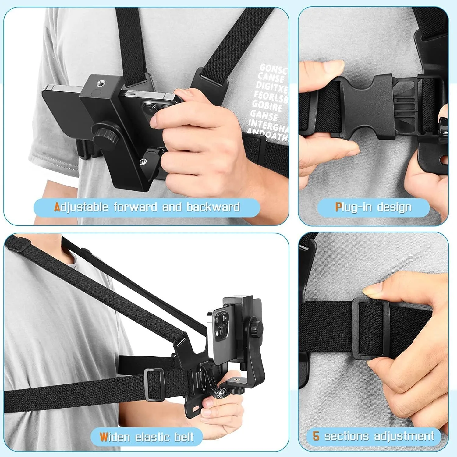 Фото Морской нагрудный держатель для телефона, поворот на 360° °   Поворотный держатель для телефона для прямых трансляций, совместимый с GoPro 12/11/10/9 и экшн-камерами AEE, для использования на яхте №3