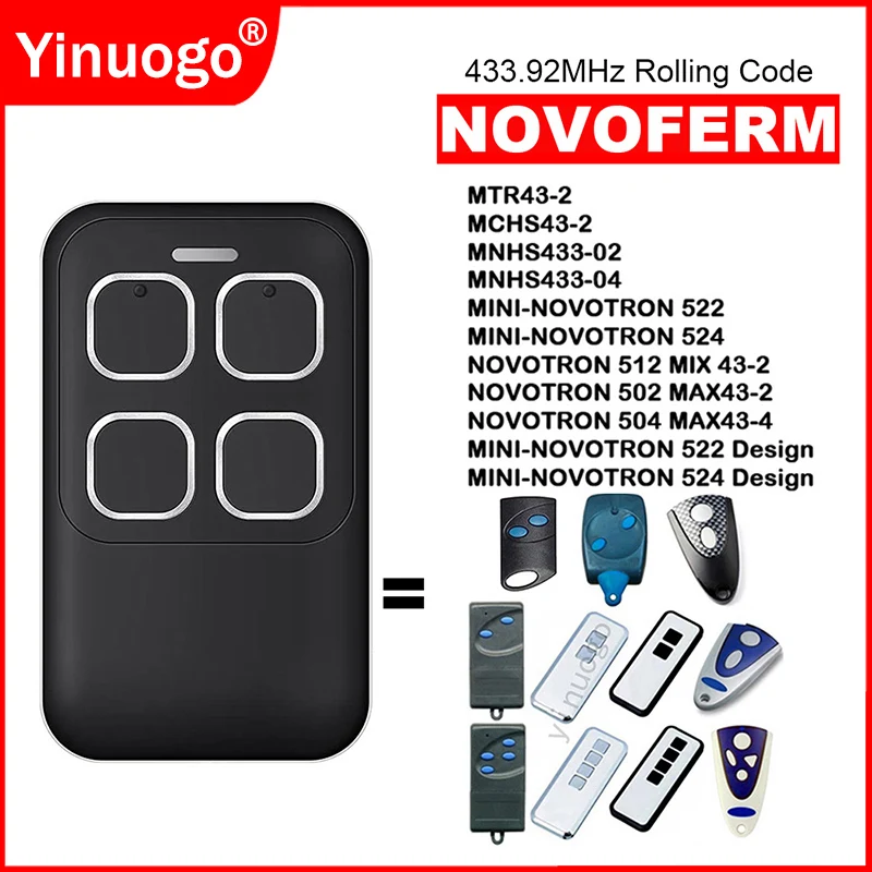 

NOVOFERM Garage Door Remote Control 433.92MHz Rolling Code NOVOFERM NOVOTRON 502 504 512 522 524 Garage Door Opener Transmitter