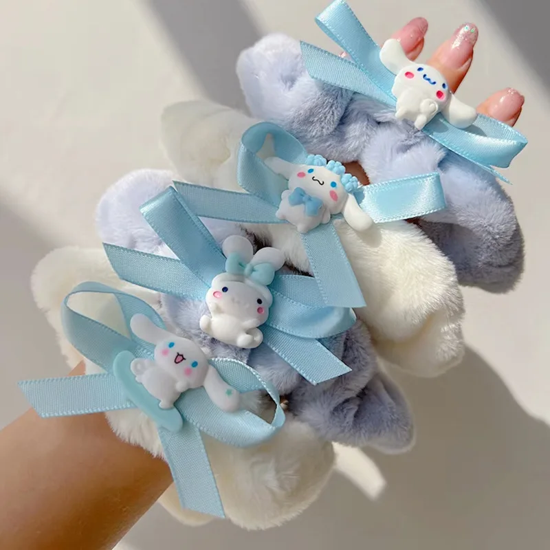 

Милая плюшевая круглая резинка для волос в виде кишечника Sanrio Cinnamoroll, аксессуары для волос, рождественский подарок для девочек, для детей