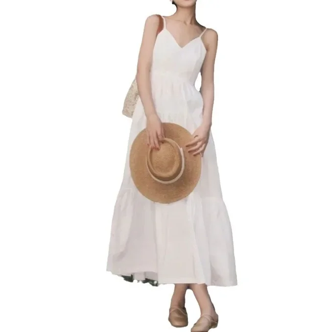 Женское облегающее платье без рукавов Элегантное Длинное белое пляжное для