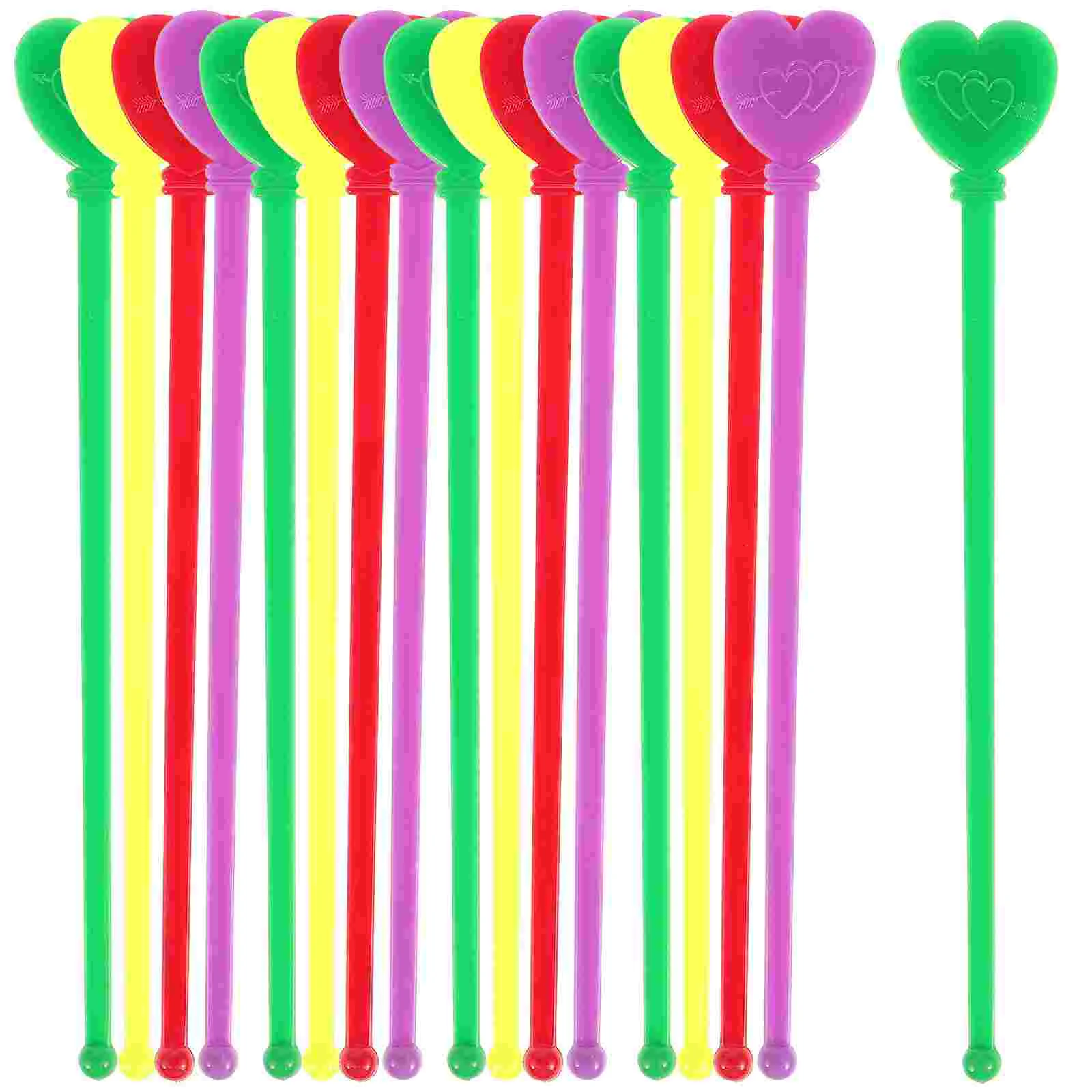 

20pcs Heart Shape Swizzle Sticks Stirring Rod Cocktail Coffee Stirrers Dessert Mixing Rod Wedding Party for Bar Home ( Multi