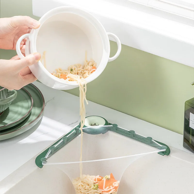 

Kitchen Triangular Sink Strainer Drain Vegetable Fruit Drainer Basket Suction Cup Rack for Kitchen Storage Sink Filter Shelf