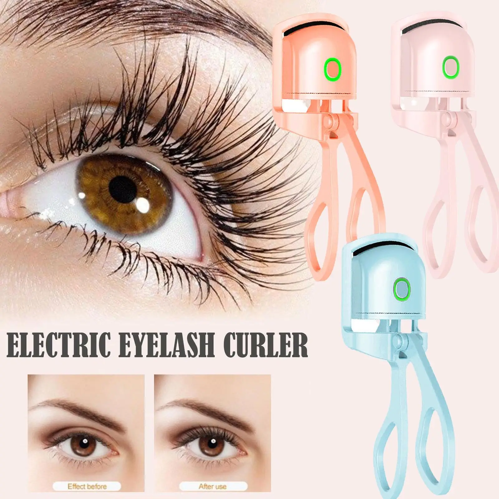 

Mini Electric Heated Eyelash Curler Long Lasting Eyelashes Curls Makeup Tools Rechargeable Eye Lash Perm Temperature Control