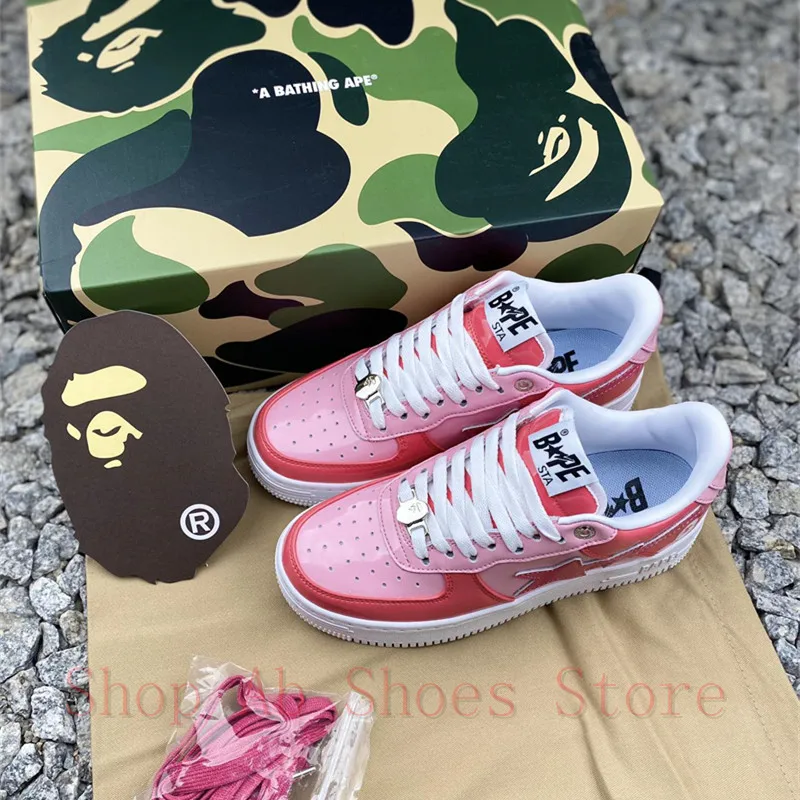 Original A Bathing Ape Sta Women Sport Sneakers Pink Color Outdoor Shoes Women Running Shoes Air Max Skateboarding Shoes 36-40