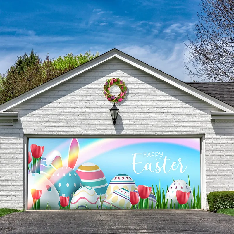 

Пасхальный гобелен для гаражной двери Ins Бохо домашний декор мультяшный кролик яйцо Настенное подвесное искусственное украшение фоновая ткань гобелены