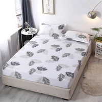 mordern nordic leaf style bed sheet fitted sheet with elastic band fixed antifouling antibacterial mattress cover protector
