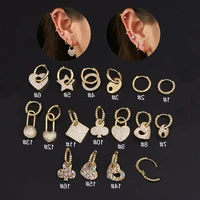 1piece glossy wave beads circle heart dangle earrings for women trendy fashion jewelry square hanging earrings ear cuffs