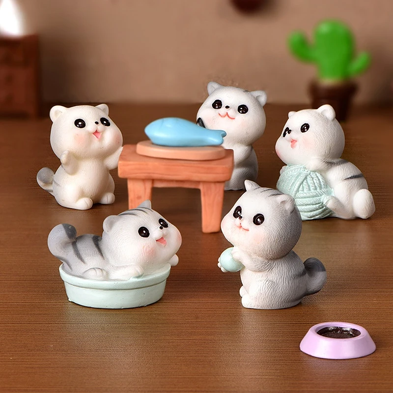 

Cute Kitten Chubby Cat Decorative Figures Mini Animal Micro Landscape Ornament Bonsai Decoration Garden Pot Fairy Decor