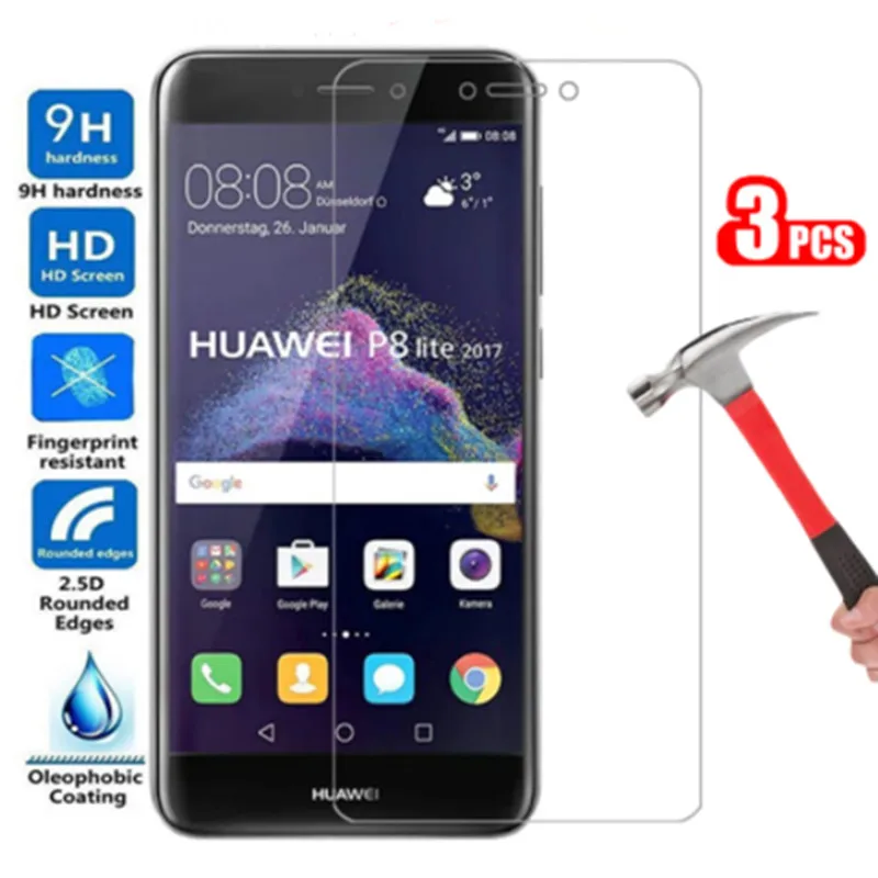

3 шт. 9H Защитное стекло для P8 lite 2017 Huawei p9 lite 2017 Защитная пленка для экрана для Honor 8 Lite закаленное стекло