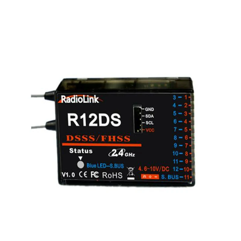 RadioLink AT10 II 2 4 ГГц 12CH передатчик с R12DS ресивер PRM-01 Аккумулятор для