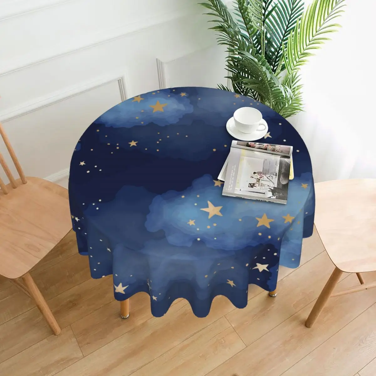 

Gold Foil Constellations Stars And Clouds Decorative Tablecloth Thick Round Party Dining Table Cover Tea Table Cloth