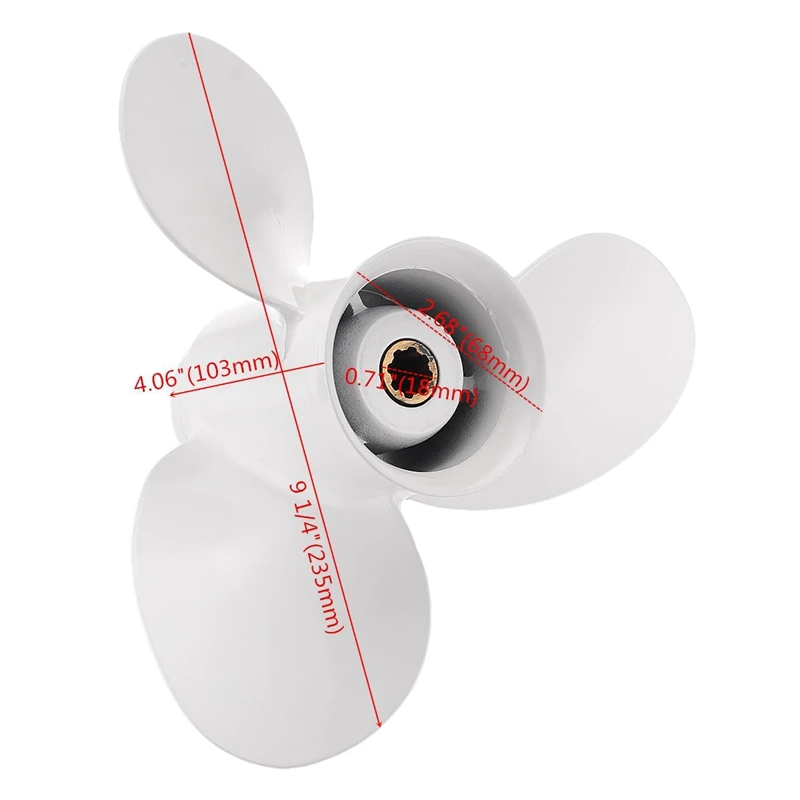 683-45943-00-EL 9 1/4X10 1/2 для Yamaha 9-20HP подвесной пропеллер 3 Лопасти 8 шлицевых зубцов