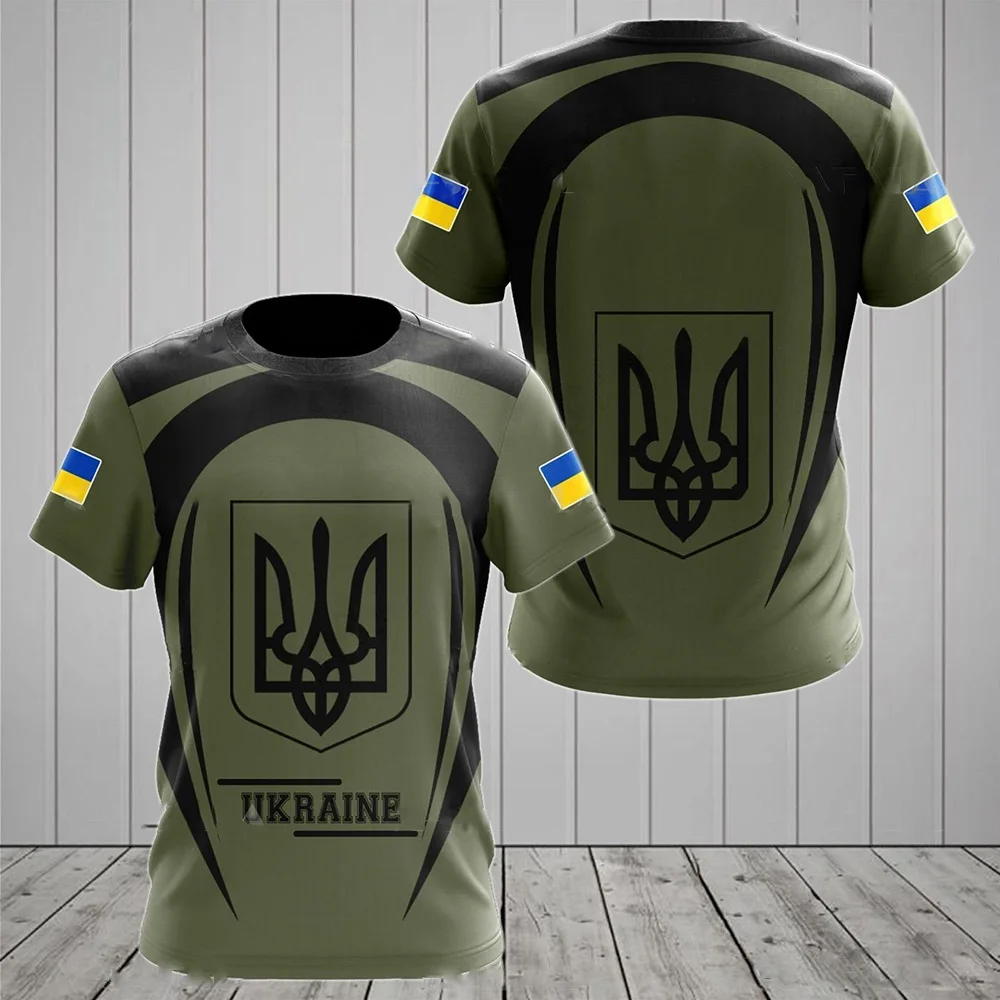 

UKRAINE Men's T Shirt Summer Short Sleeve Streetwear Ukraine National Flag 3D Print Pullover Wear Oversized T-shirt Mens Clothes