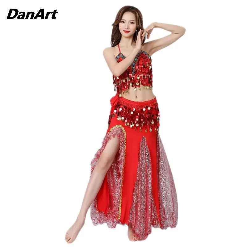 Костюм для танца живота 3 шт. сексуальный бюстгальтер с кисточками и блестками