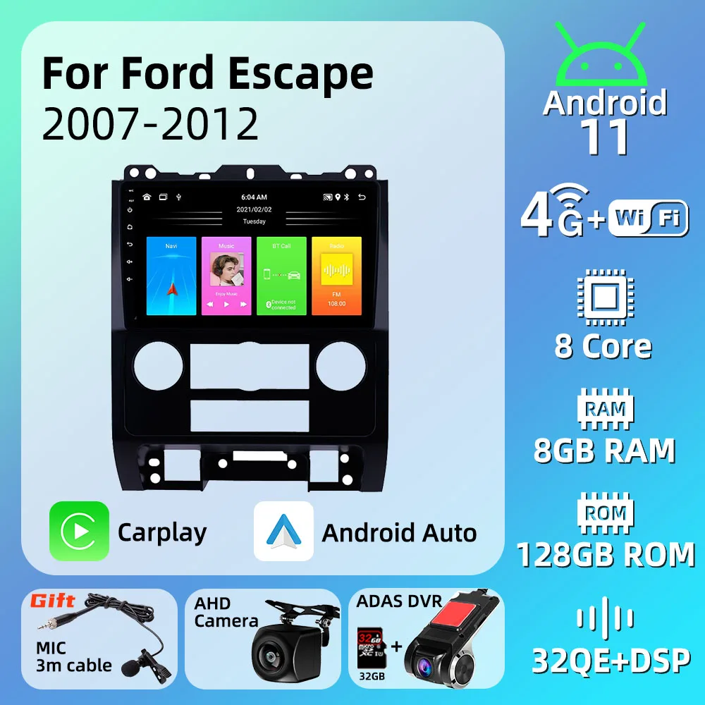 

Автомагнитола 2 Din на Android для Ford Escape 2007-2012, головное устройство с 9 "экраном, GPS-навигация, мультимедийный плеер, аудио Авторадио